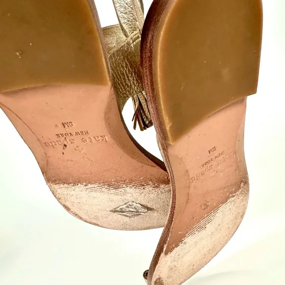 Kate Spade Carlita in Gold Metallic leather Sandals - Picture 8 of 9